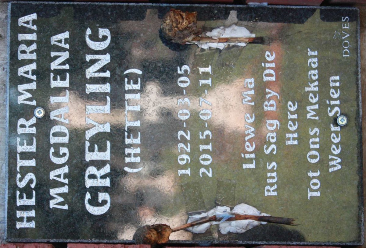 GREYLING Hester Maria Magdalena 1922-2015