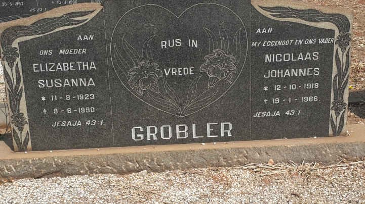 GROBLER Nicolaas Johannes 1919-1966 &amp; Elizabeth Susanna 1923-1990
