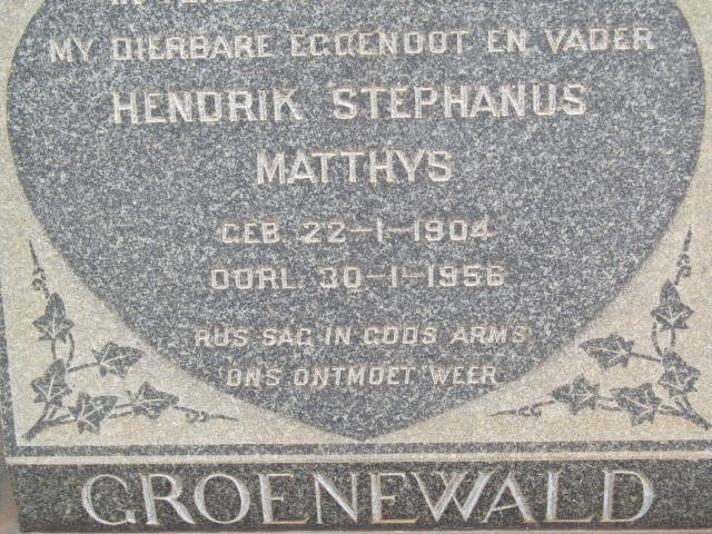 GROENEWALD Hendrik Stephanus Matthys 1904-1956