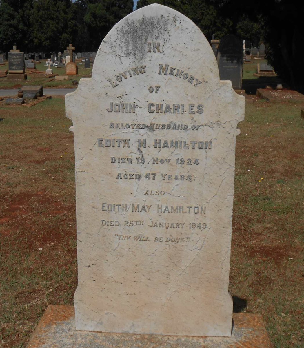 HAMILTON John Charles -1924 &amp; Edith May -1949
