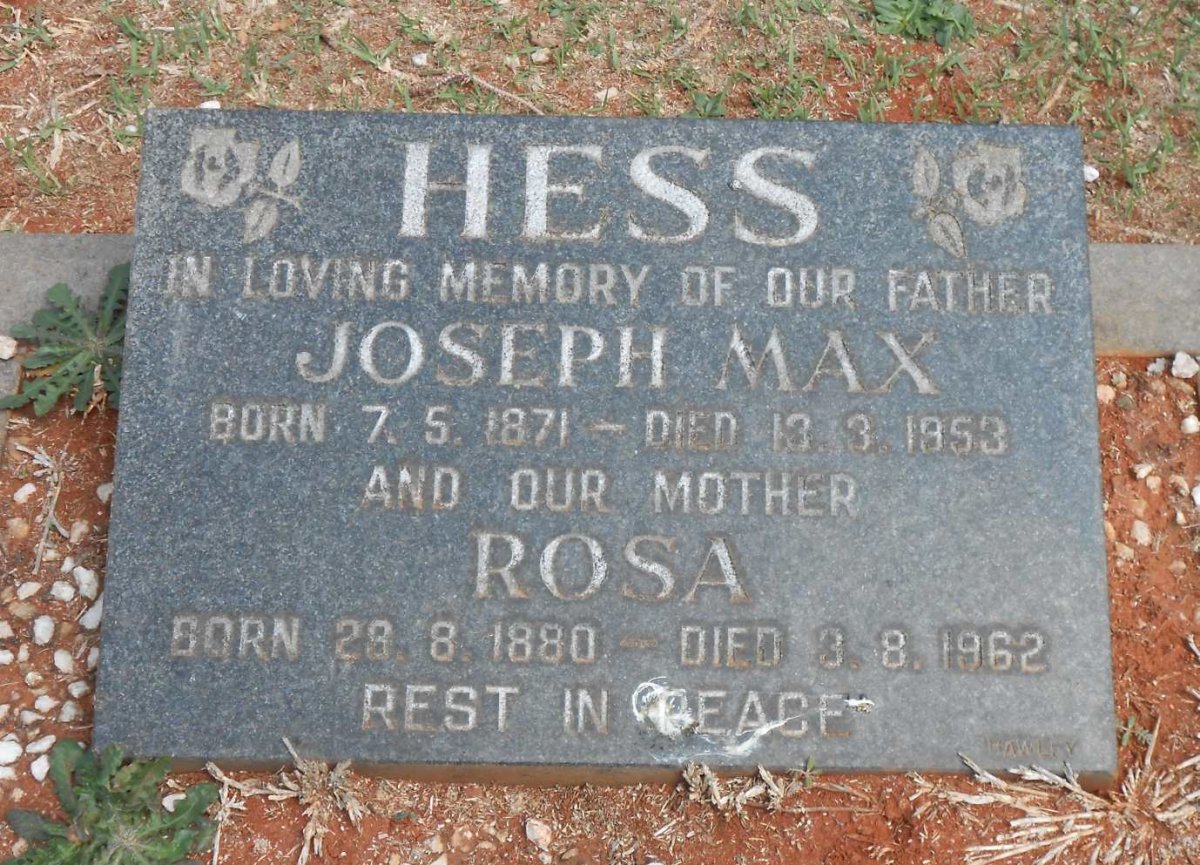 HESS Joseph Max 1871-1953 &amp; Rosa 1880-1962