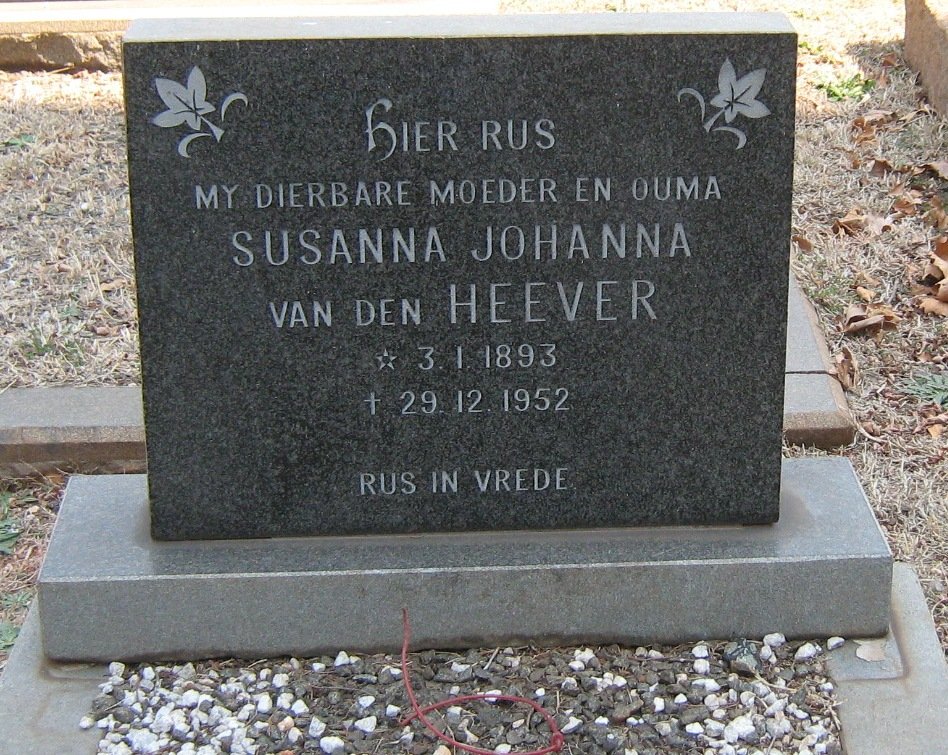 HEEVER Susanna Johanna, van den 1893-1952
