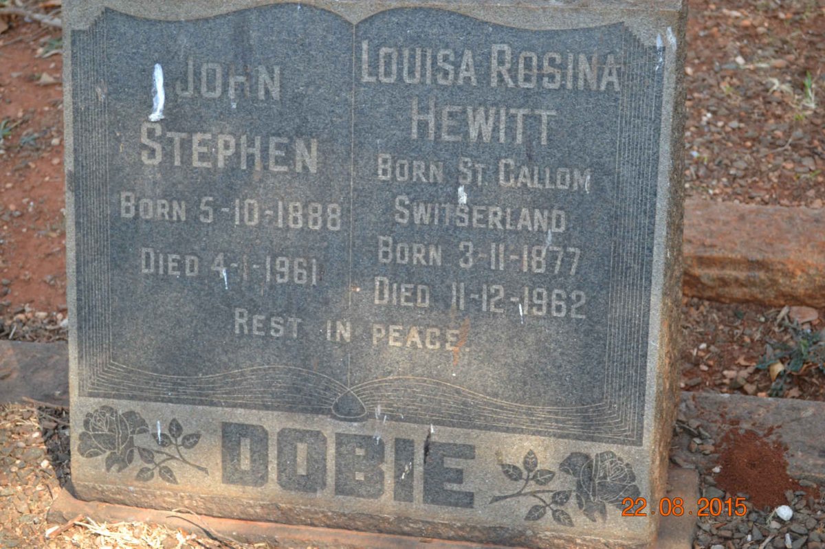 HEWITT Louisa Rosina 1877-1962 :: DOBIE John Stephen 1888-1961