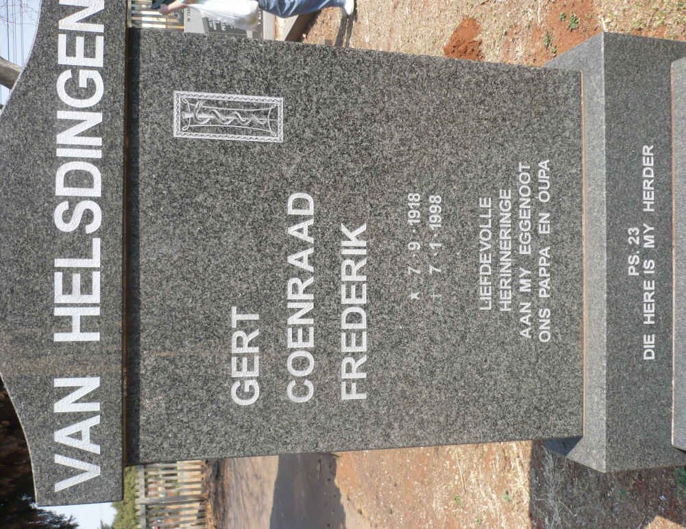 HELSDINGEN Gert Coenraad Frederik, van 1918-1998