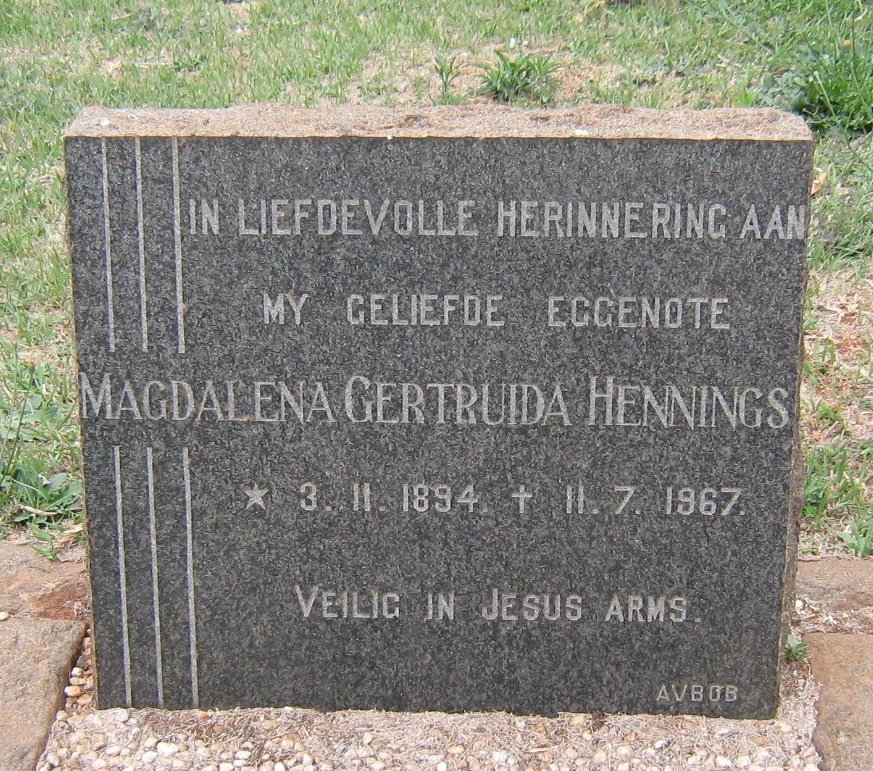 HENNINGS Magdalena Gertruida 1894-1967