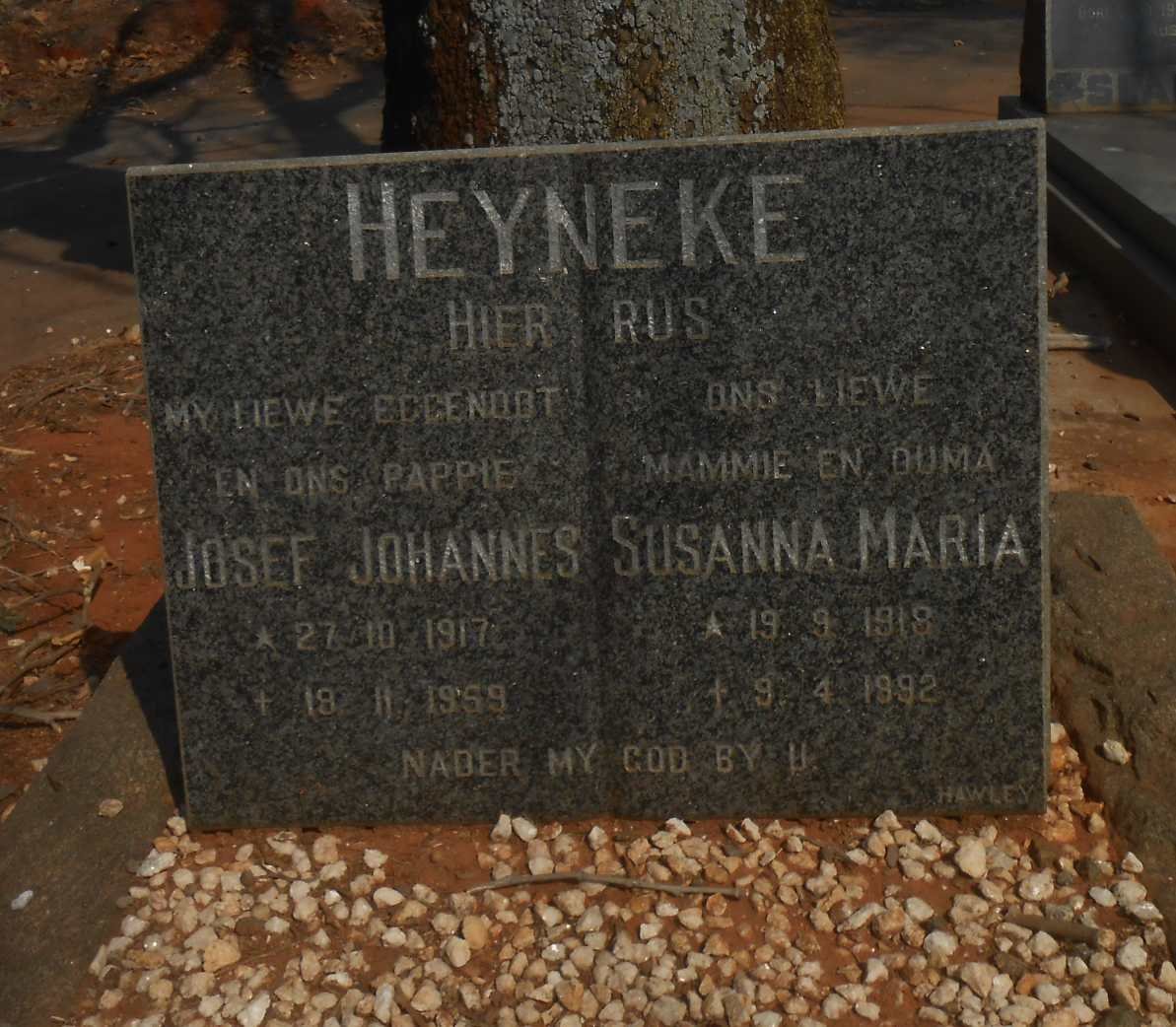 HEYNEKE Josef Johannes 1917-1959 &amp; Susanna Maria 1918-1992