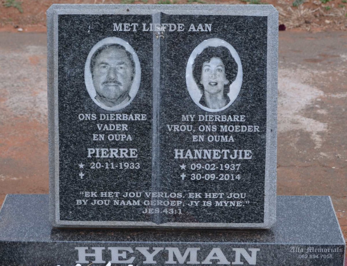 HEYMAN Pierre 1933- &amp; Hannetjie 1937-2014