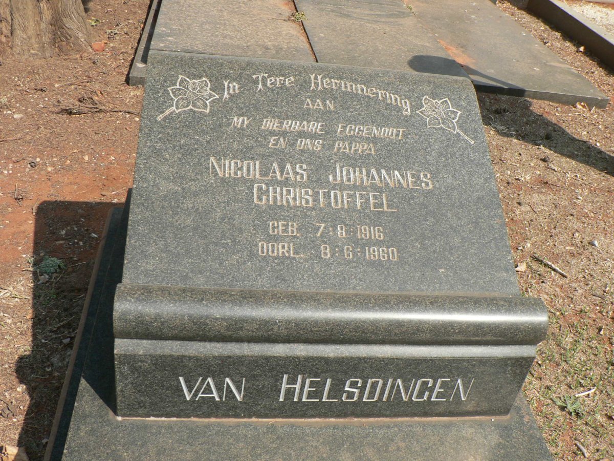 HELSDINGEN Nicolaas Johannes Christoffel, van 1916-1960