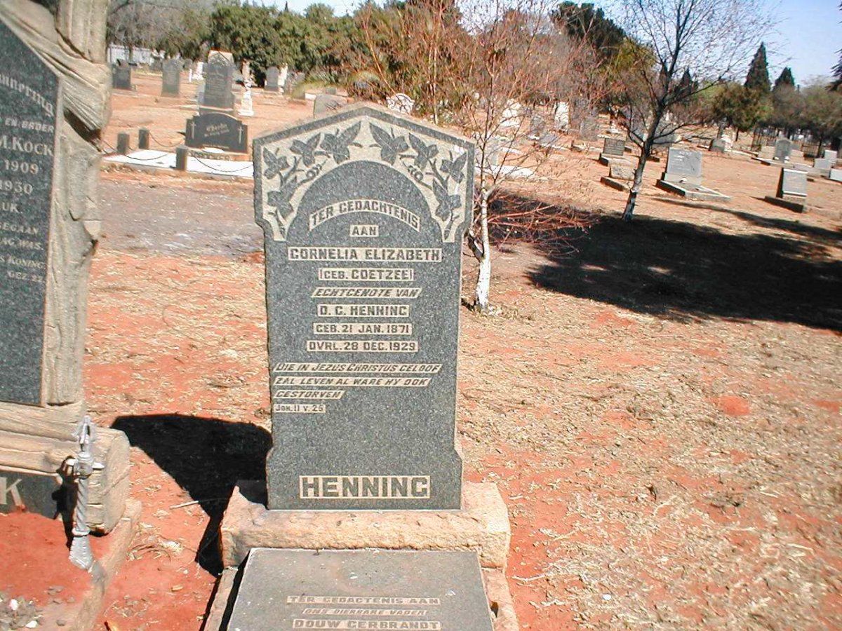 HENNING Douw Gerbrandt 1868-1949 &amp; Cornelia Elizabeth COETZEE 1871-1929