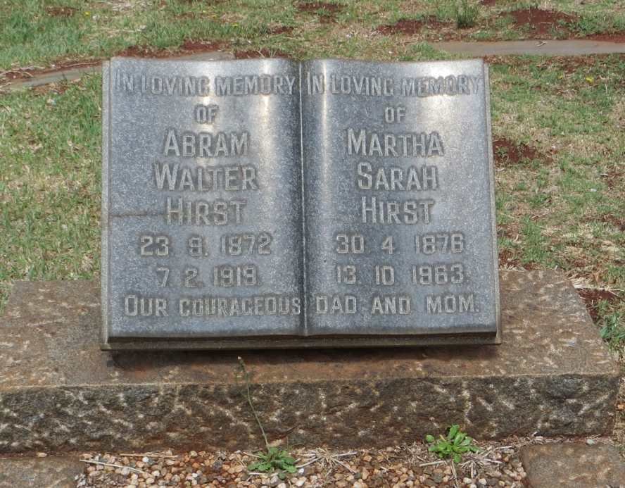 HIRST Abram Walter 1872-1919 &amp; Martha Sarah 1876-1963