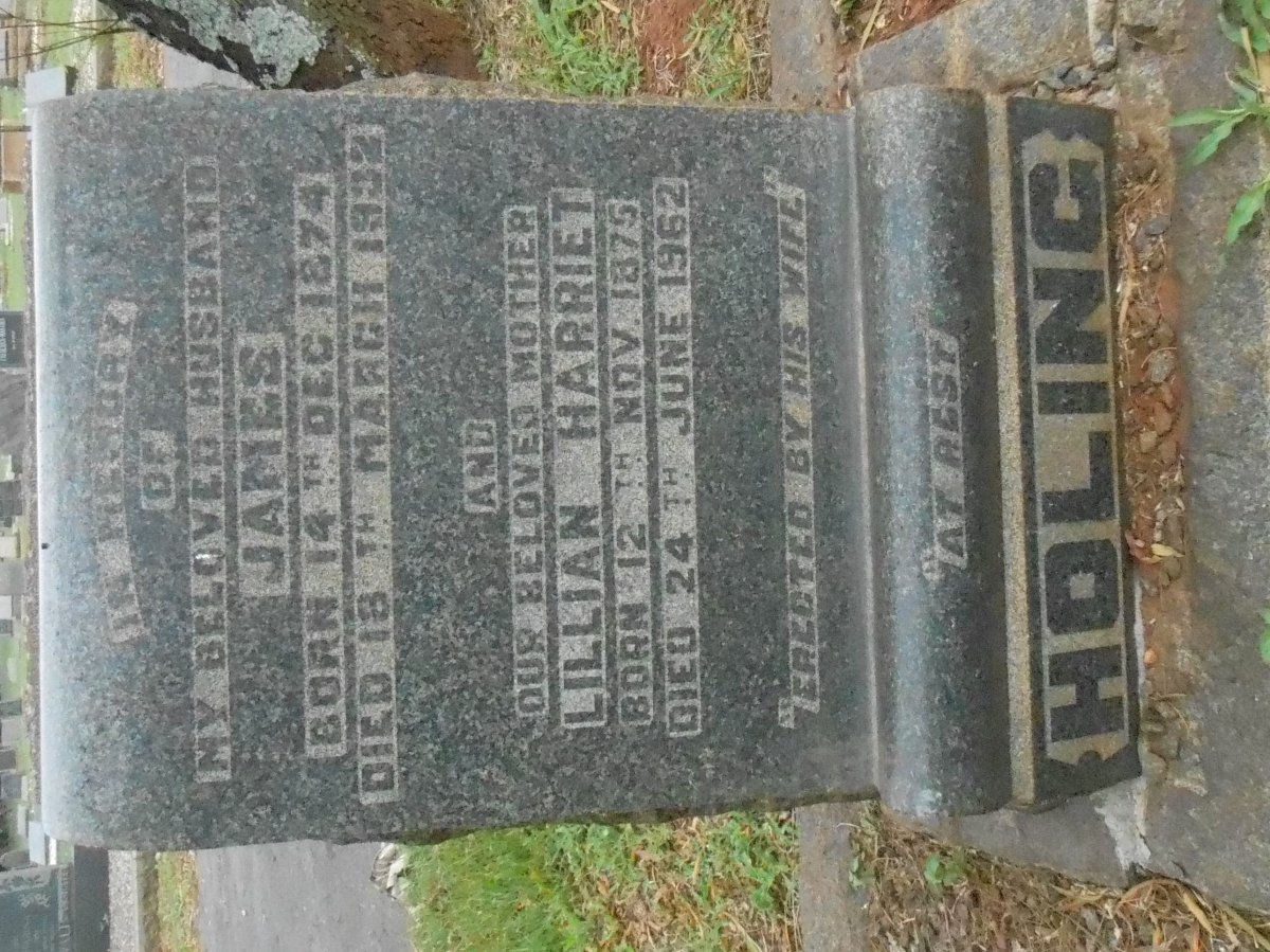 HOLING James 1874-1932 &amp; Lilian Harriet 1875-1962 :: HOLING James Hughes -1979