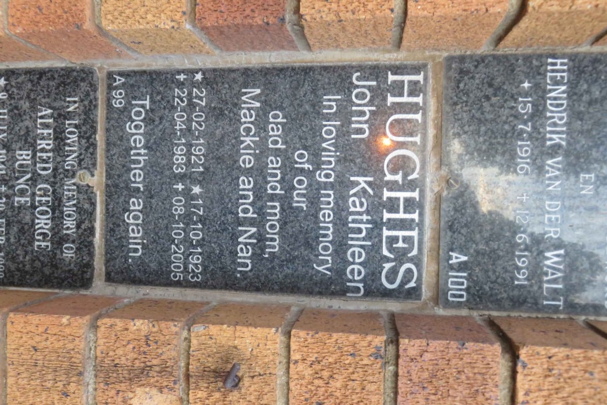 HUGHES John 1921-1983 &amp; Kathleen 1923-2005