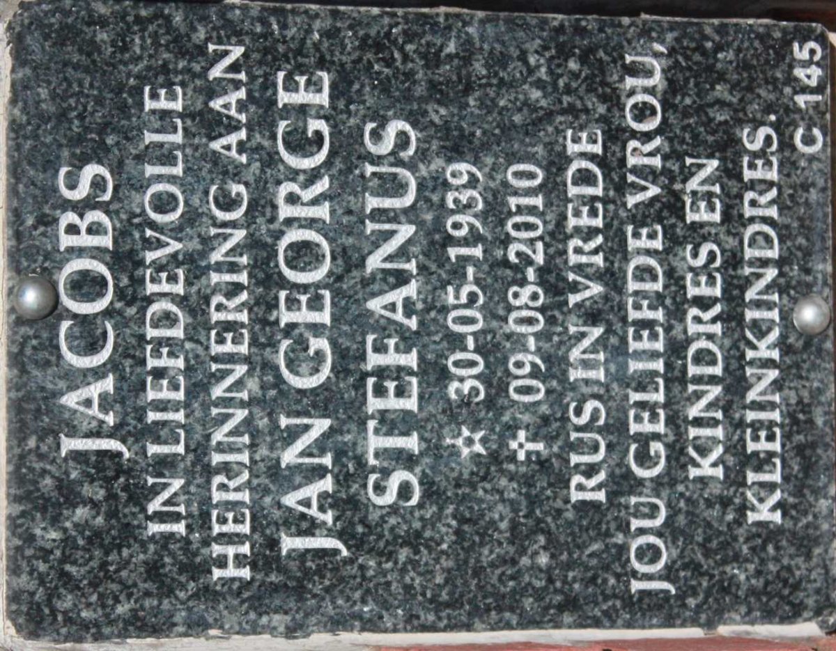 JACOBS Jan George Stefanus 1939-2010