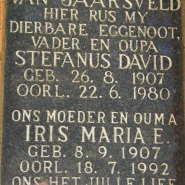 JAARSVELD Stefanus David, van 1907-1980 &amp; Iris Maria E. 1907-1992