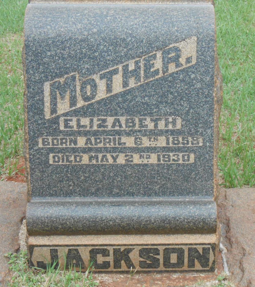 JACKSON Elizabeth 1858-1930