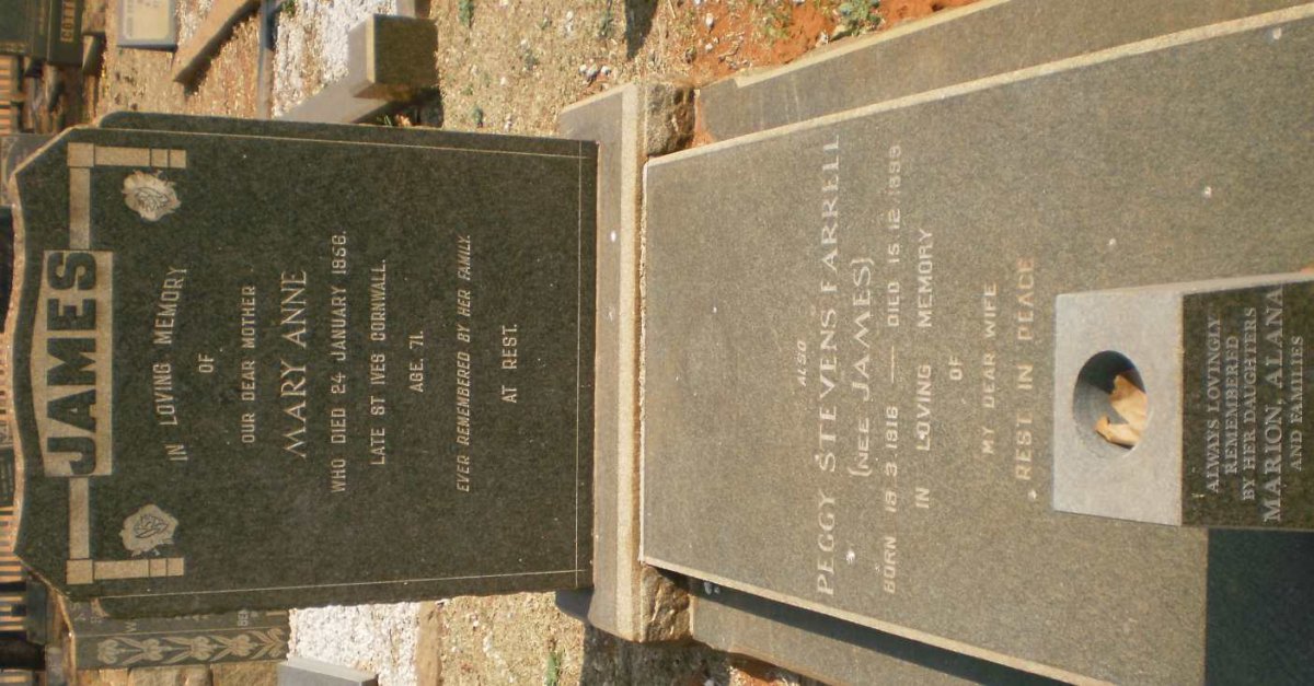JAMES Mary Anne -1956 :: FARRELL Peggy Stevens nee JAMES 1916-1993