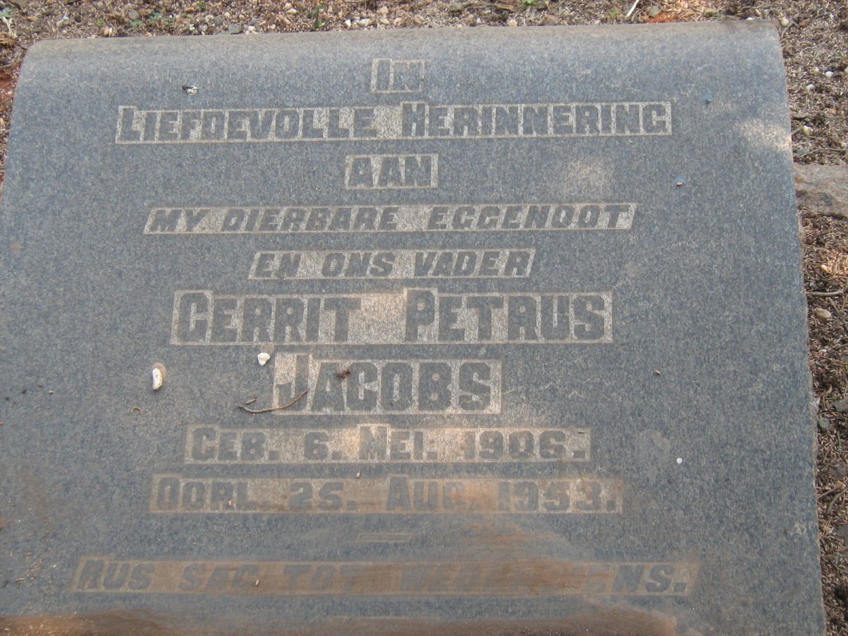 JACOBS Gerrit Petrus 1906-1953