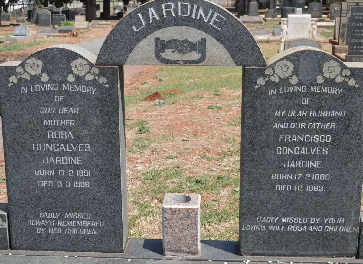 JARDINE Francisco Goncalves 1889-1963 &amp; Rosa Goncalves 1891-1986