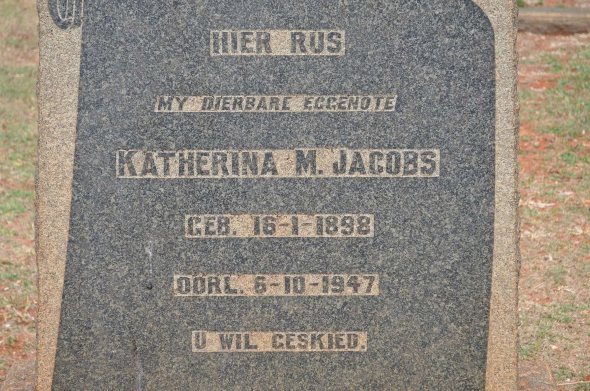 JACOBS Katherina M. 1898-1947