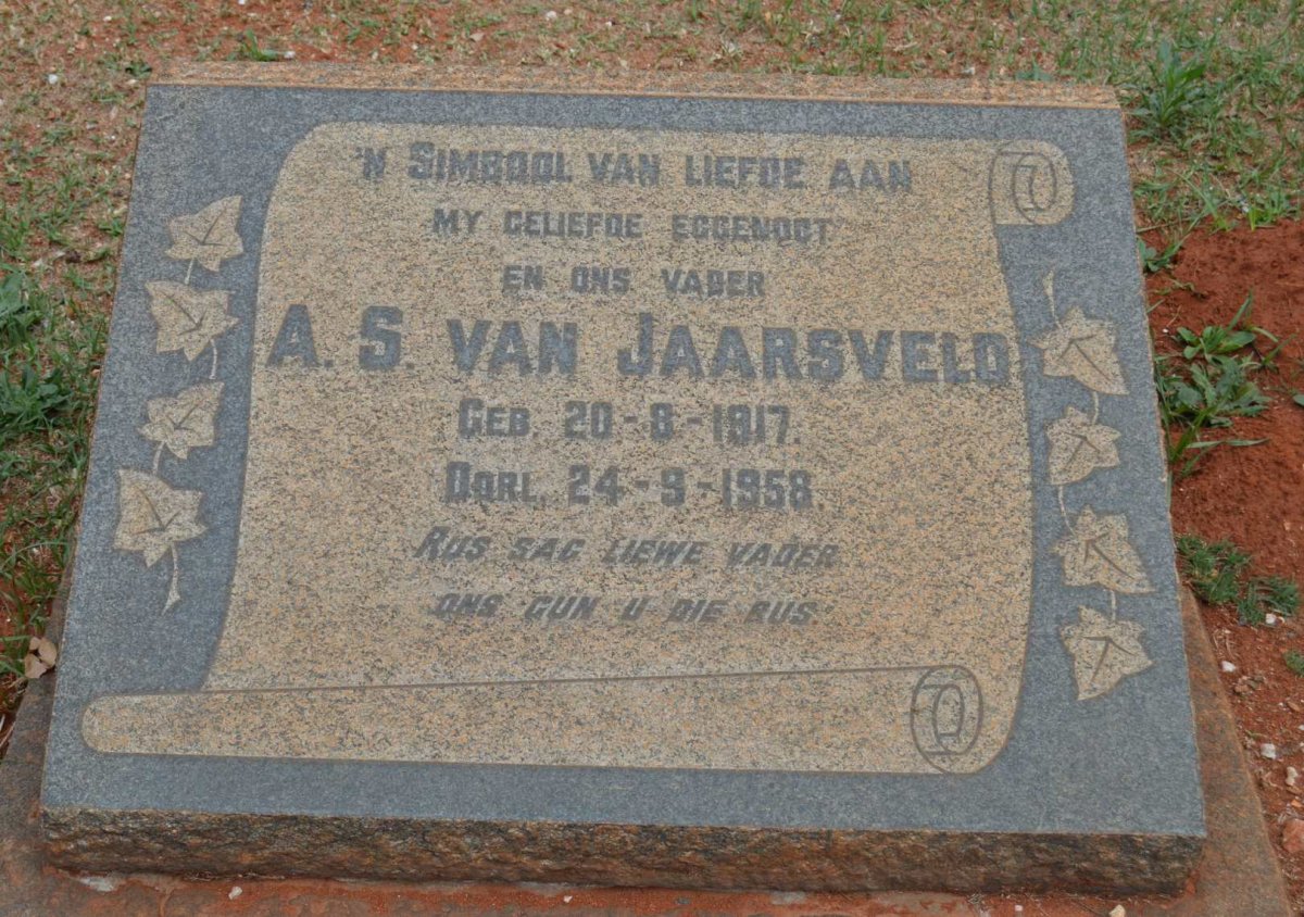 JAARSVELD A.S., van 1917-1958