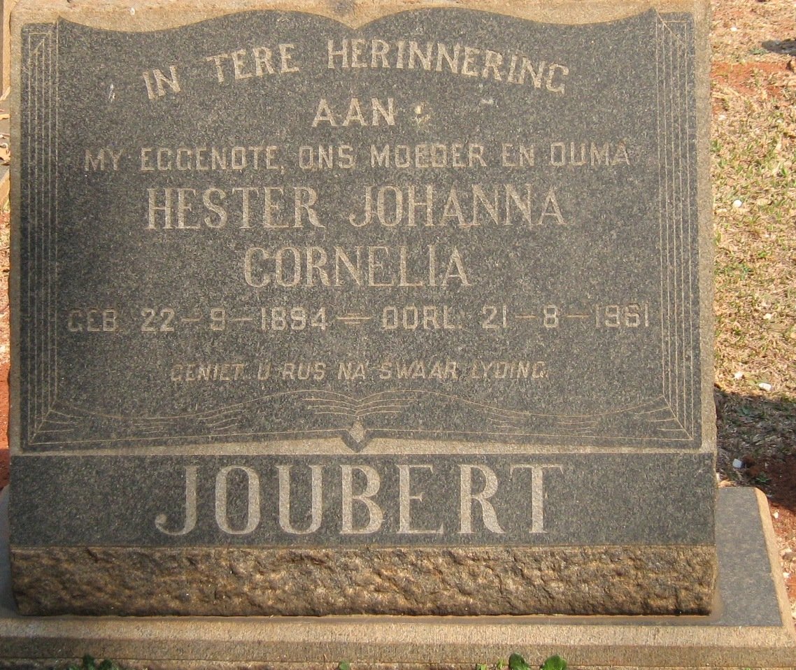 JOUBERT Hester Johanna Cornelia 1894-1961