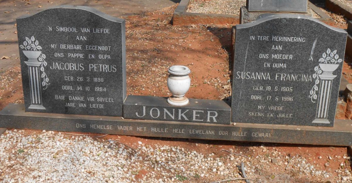 JONKER Jacobus Petrus 1898-1984 &amp; Susanna Francina 1905-1996