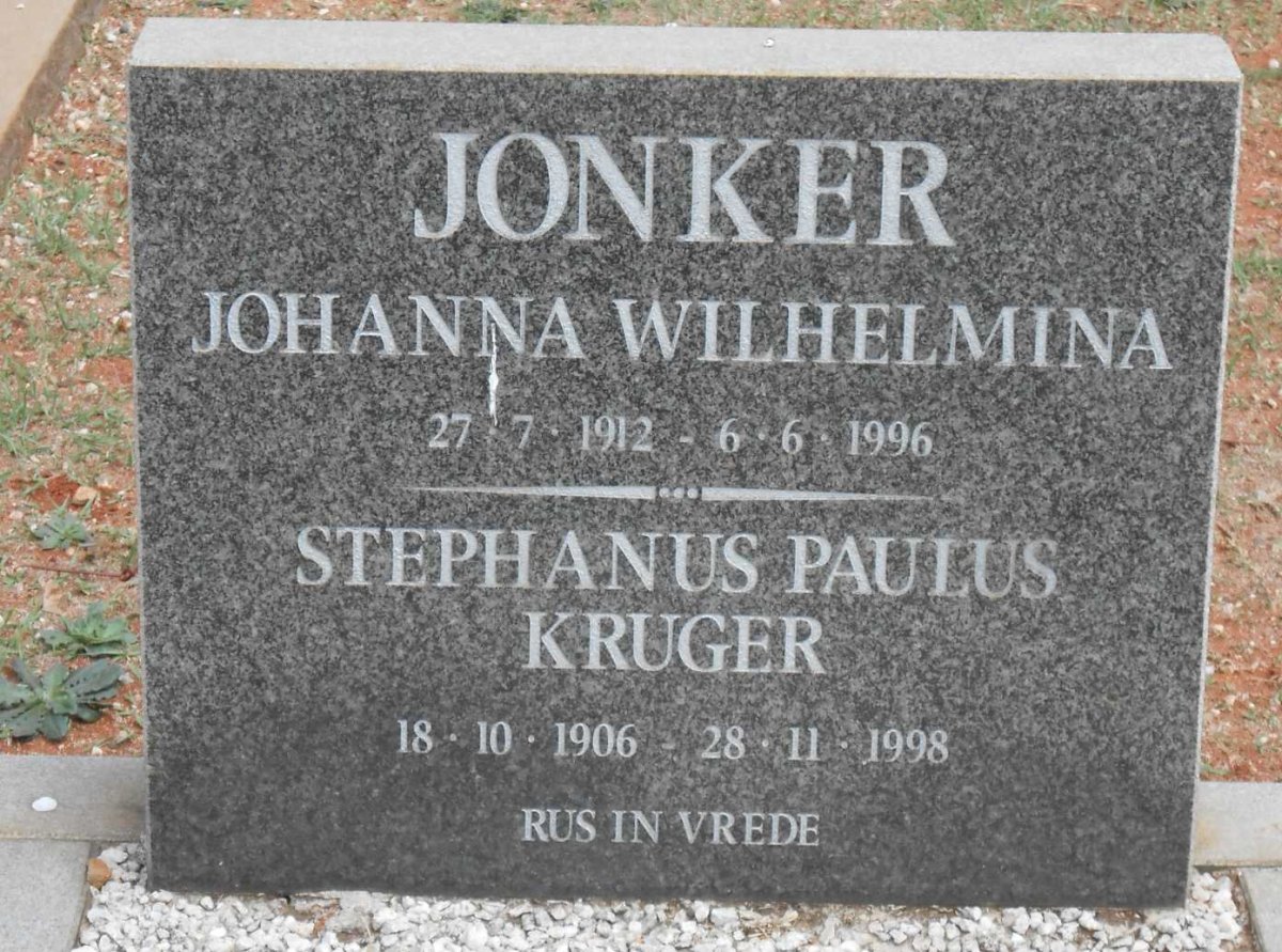 JONKER Stephanus Paulus Kruger 1906-1998 &amp; Johanna Wilhelmina 1912-1996