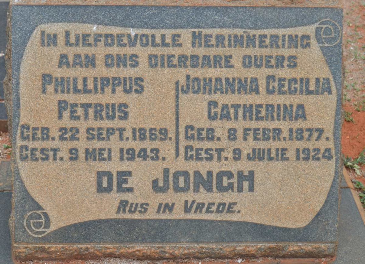 JONGH Phillippus Petrus, de 1869-1943 &amp; Johanna Cecilia Catherina 1877-1924