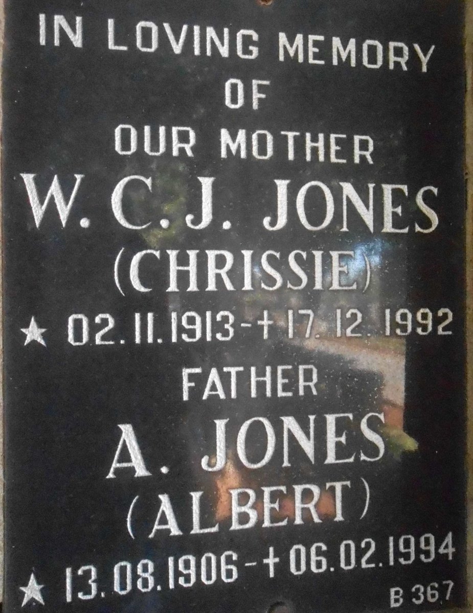 JONES A. 1906-1994 &amp; W.C.J. 1913-1992