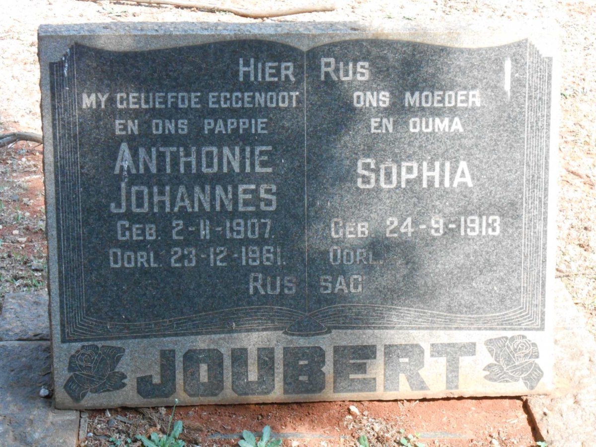 JOUBERT Anthonie Johannes 1907-1961 &amp; Sophia 1913-