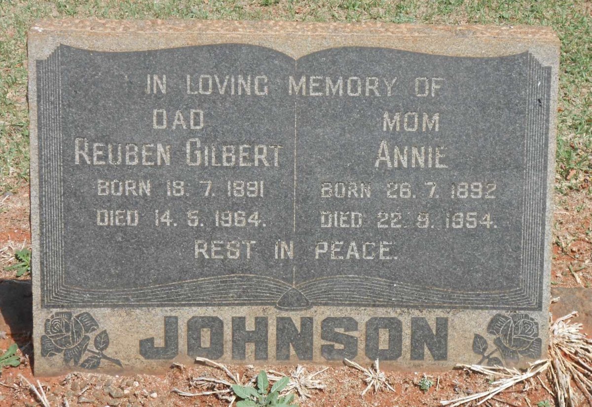 JOHNSON Reuben Gilbert 1891-1964 &amp; Annie 1892-1954