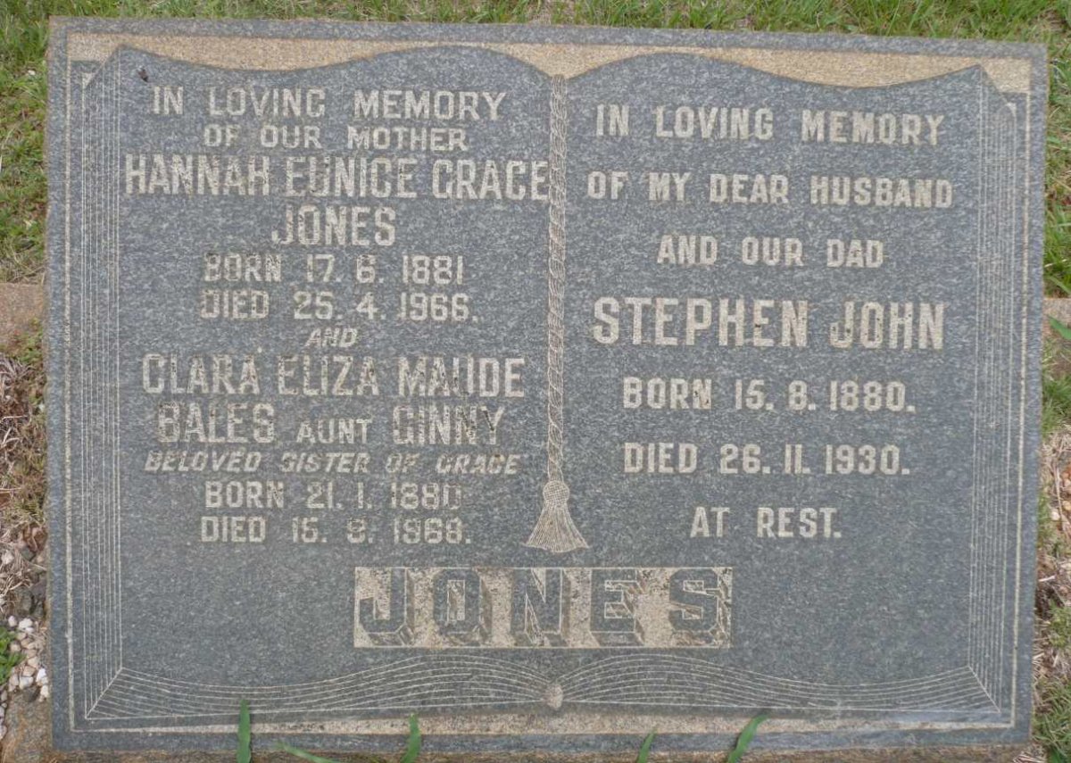 JONES Stephen John 1880-1930 &amp; Hannah Eunice Grace 1881-1966 :: BALES Clara Eliza Maude 1880-1968