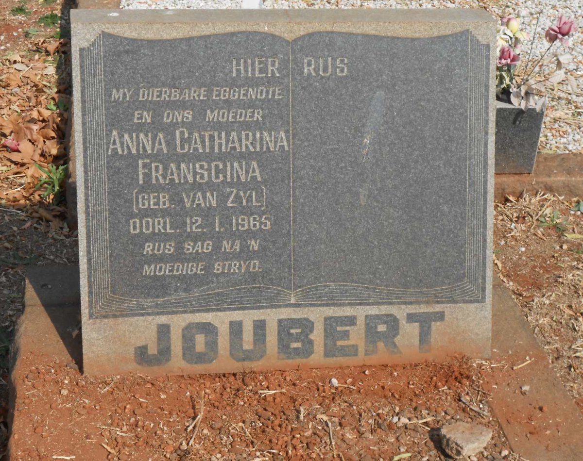 JOUBERT Anna Catharina Franscina nee VAN ZYL -1965