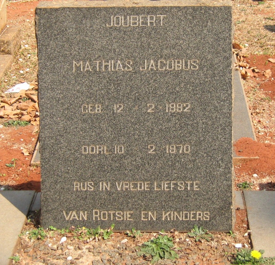 JOUBERT Mathias Jacobus 1892-1970