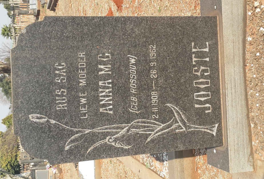 JOOSTE Anna M.C. nee ROSSOUW 1908-1962