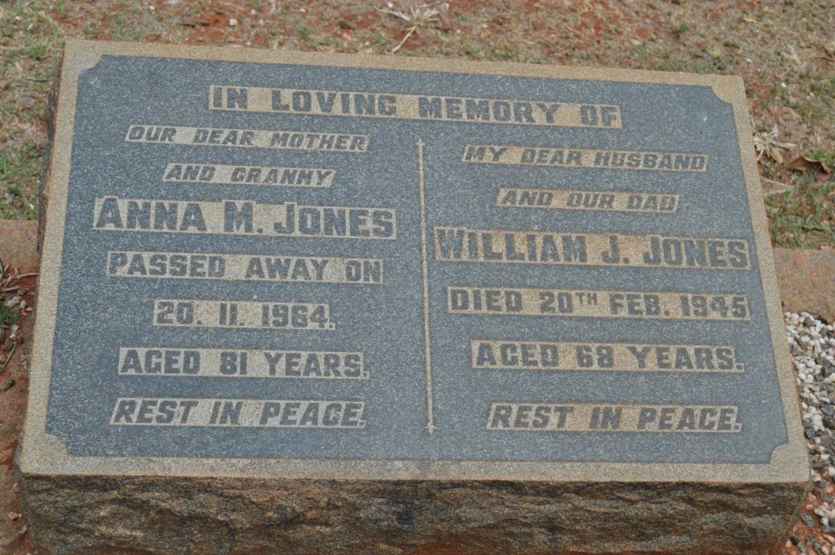 JONES William J. -1945 &amp; Anna M. -1964