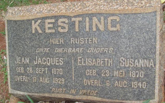 KESTING Jean Jacques 1870-1929 &amp; Elisabeth Susanna 1870-1940