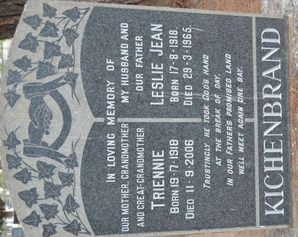 KICHENBRAND Leslie Jean 1918-1965 &amp; Triennie 1918-2006