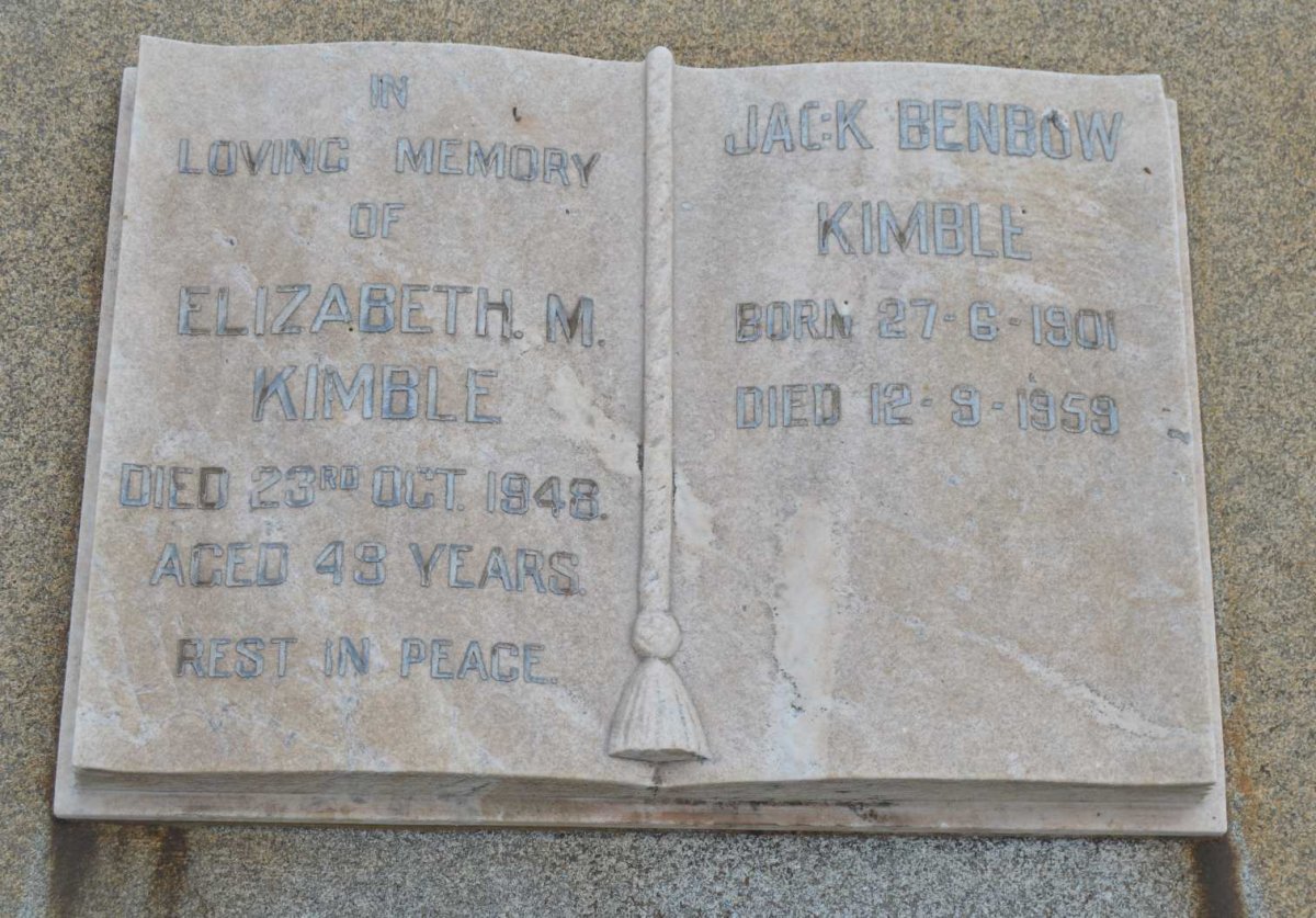 KIMBLE Jack Benbow 1901-1959 &amp; Elizabeth M. -1948