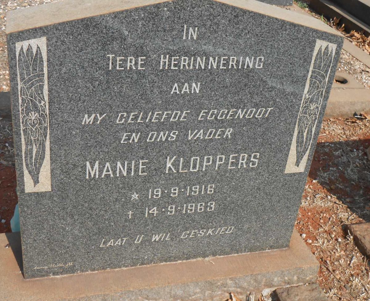 KLOPPERS Manie 1916-1963
