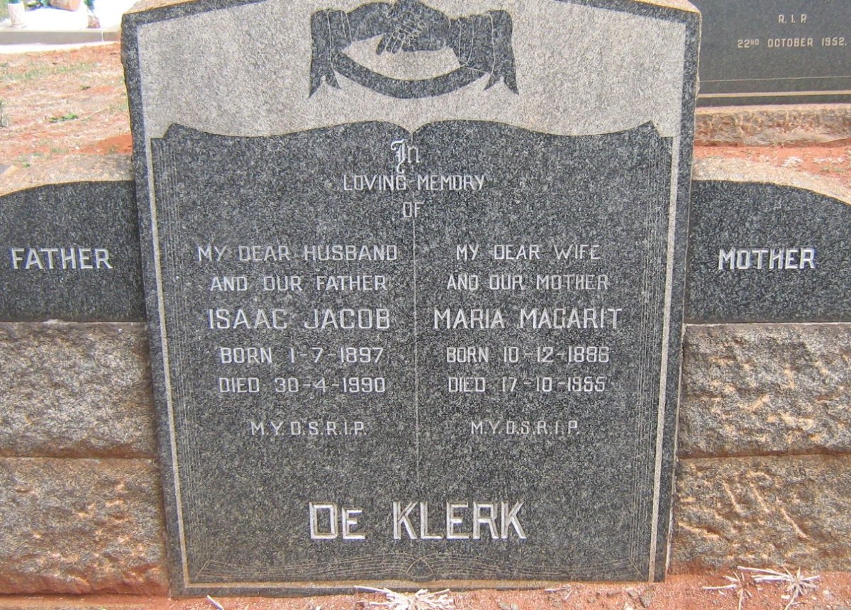 KLERK Isaac Jacob, de 1897-1990 &amp; Maria Magarit 1886-1955