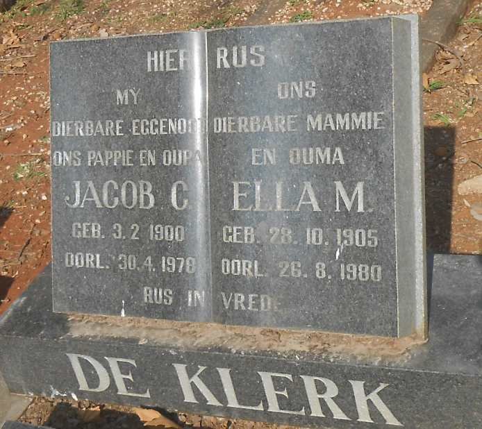 KLERK Jacob C., de 1900-1978 &amp; Ella M. 1905-1980