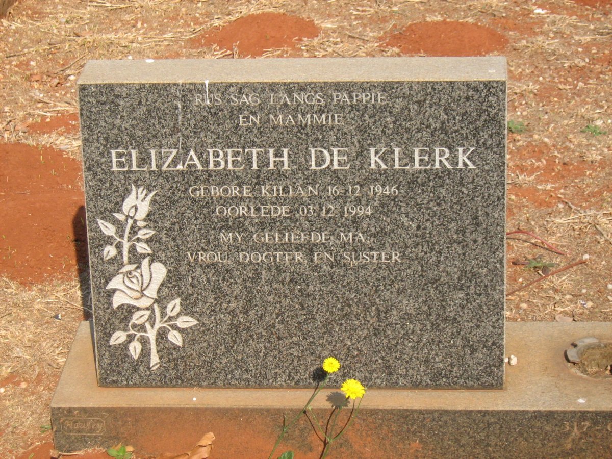KLERK Elizabeth, de nee KILIAN 1946-1994