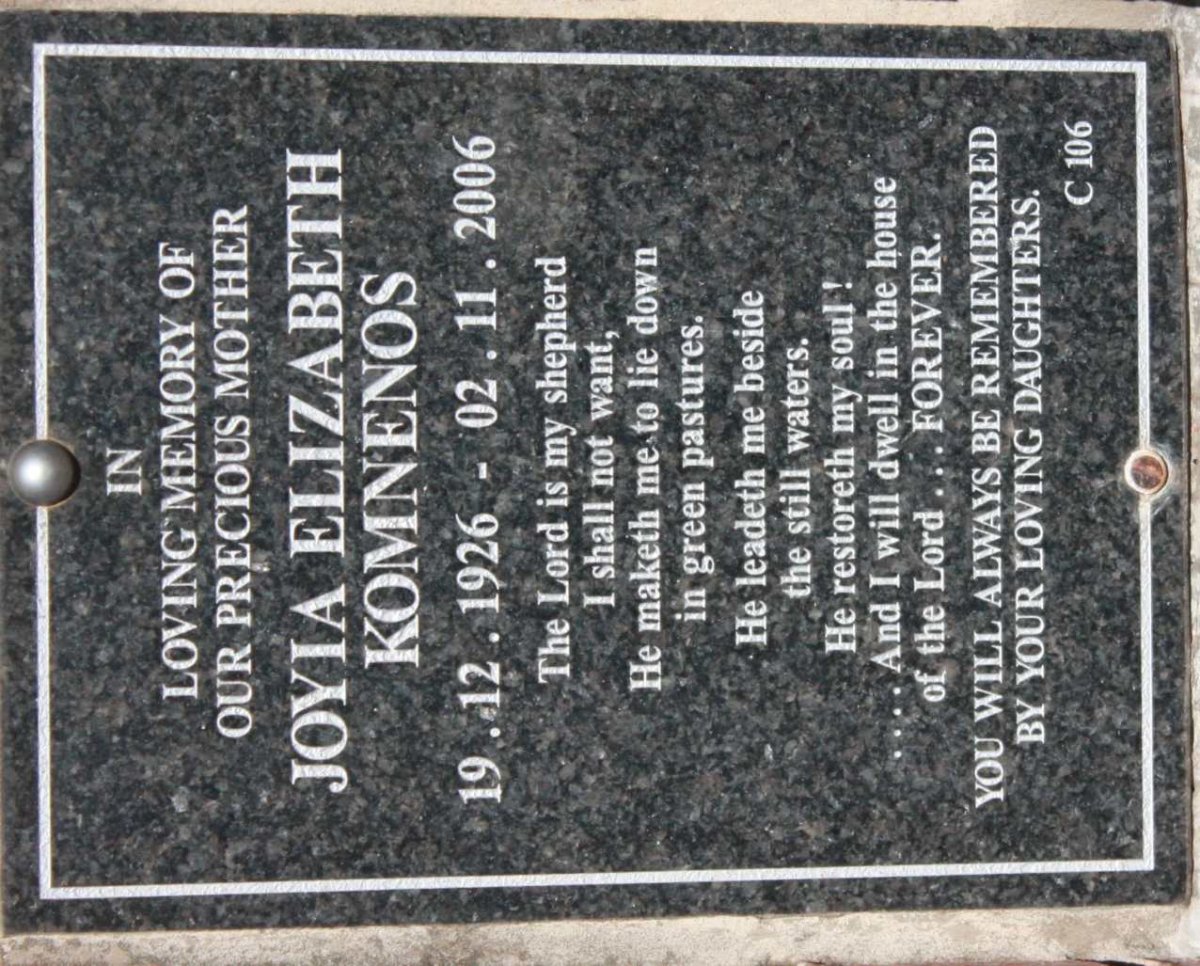 KOMNENOS Joyia Elizabeth 1926-2006