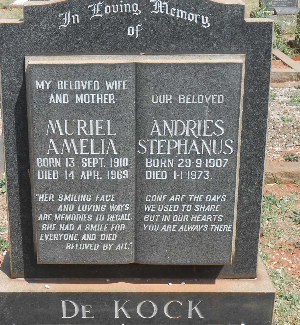KOCK Andries Stephanus, de 1907-1973 &amp; Muriel Amelia 1910-1969