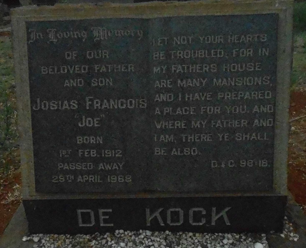 KOCK Josias Francois, de 1912-1968 :: DE KOCK David 1938-1970
