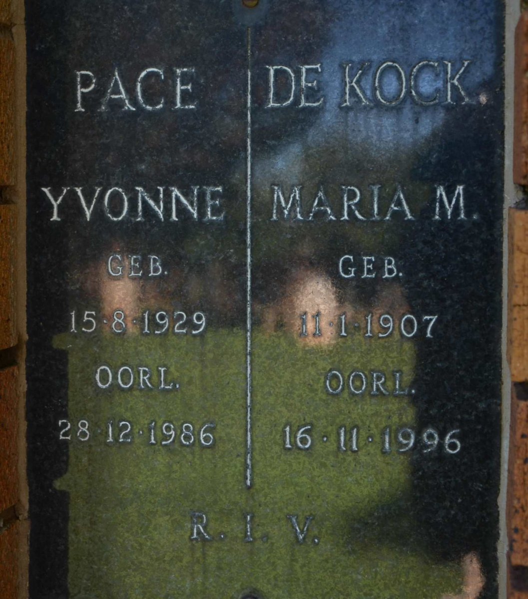 KOCK Maria M., de 1907-1996 :: PACE Yvonne 1929-1986