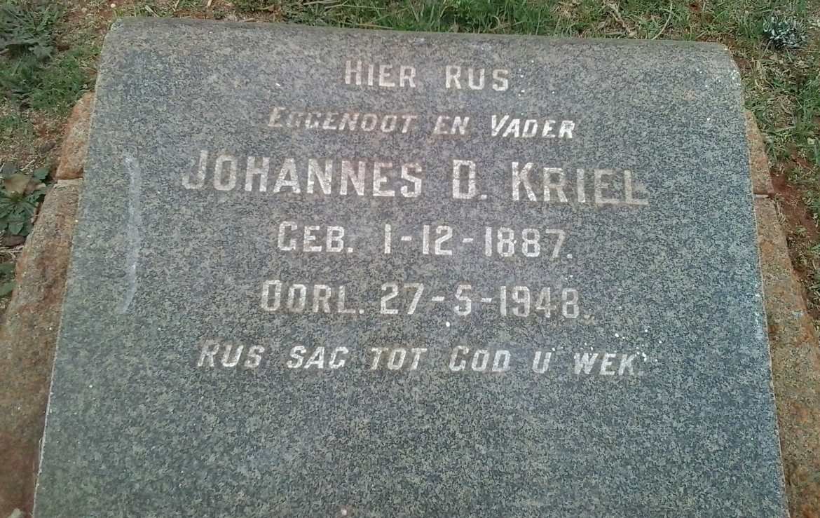 KRIEL Johannes D. 1887-1948