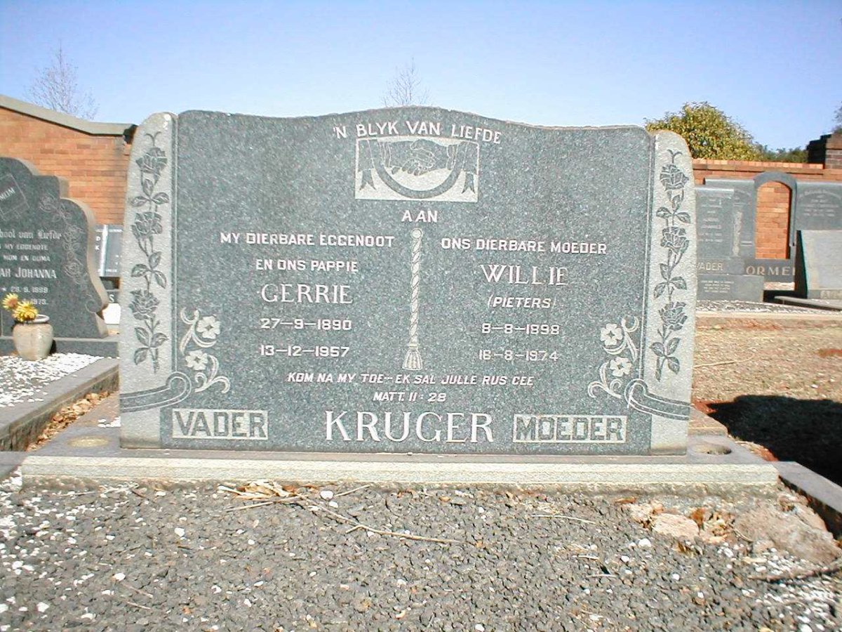 KRUGER Gerrie 1890-1957 &amp; Willie PIETERS 1898-1974