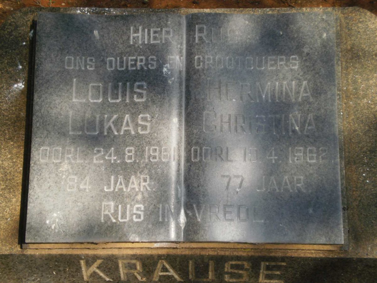 KRAUSE Louis Lukas -1961 &amp; Hermina Christina -1962
